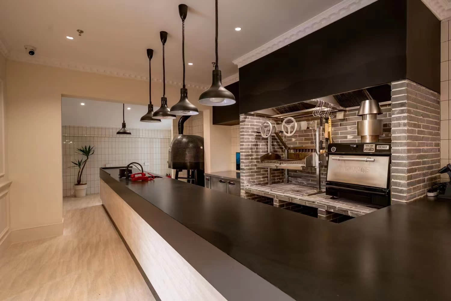 Commercial kitchen equipped with Firenace charcoal ovens